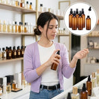 Fumusae 26 Pcs 8 oz Spray Bottles Fine Mist Cleaning Bottles, Amber Empty Plastic Travel Sprayer, Refillable Liquid Containers for Liquid Hair Oil Shampoo Lotion (8 oz,Amber) - Image 6