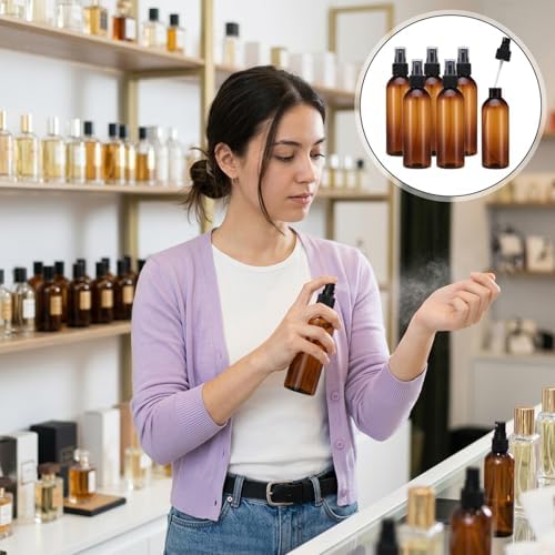 Fumusae 26 Pcs 8 oz Spray Bottles Fine Mist Cleaning Bottles, Amber Empty Plastic Travel Sprayer, Refillable Liquid Containers for Liquid Hair Oil Shampoo Lotion (8 oz,Amber) - Image 6