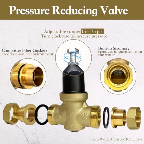 1 inch Pressure Reducing Valve, Water Pressure Regulator for Home, Sweat - Image 4