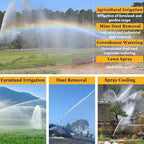 Agricultural Irrigation Sprinkler, Heavy-Duty Impulse Impact Sprinkler with Pressure Gauge and Replacement Nozzle, 360° Rotary Large-Area Watering Spray, Flange Connection, for Farm Lawn Garden - Image 3