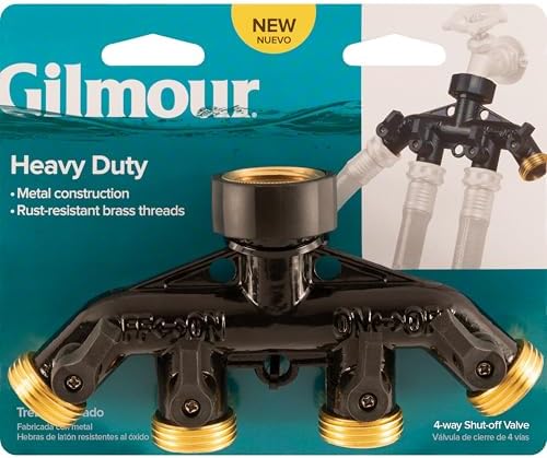 Gilmour Heavy Duty 4 Way Garden Hose Splitter with Shut Off Valves - Image 5