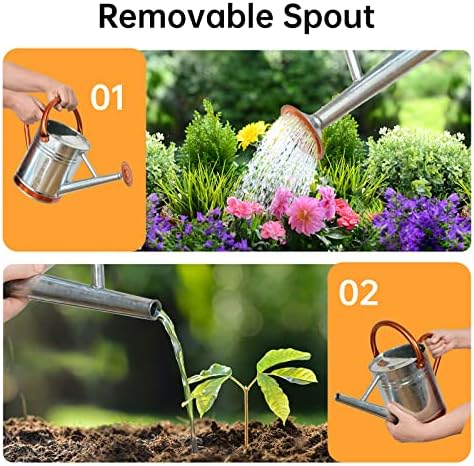 Metal Watering Can for Outdoor Plants, Galvanized Steel Watering Can with Removable spout, 1 Gallon,Perfect Home & Garden Décor Retro Zinc Hue - Image 4