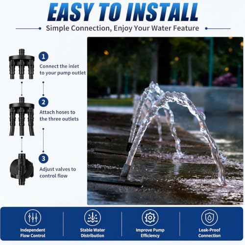 4 Pack Statuary Splitter 3 Way for Pond & Fountain Pumps - Image 6