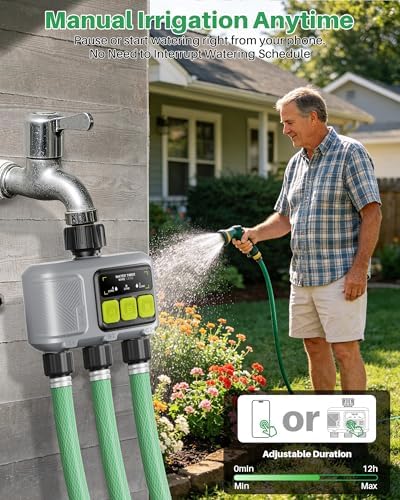 WiFi Water Timer 3 Outlet for Garden Hose, Smart Sprinkler Controller with 984ft RF Range, Smart Lawn Watering System Irrigation Timer, APP/Voice Control, Rain Delay, Manual Irrigation - Image 5