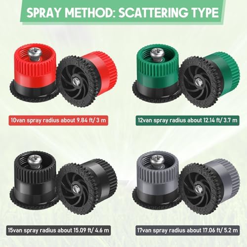 Honoson 60 Pcs Sprinkler Heads Replacement, 10/12/15/17 Van, 4 Colors - Image 4