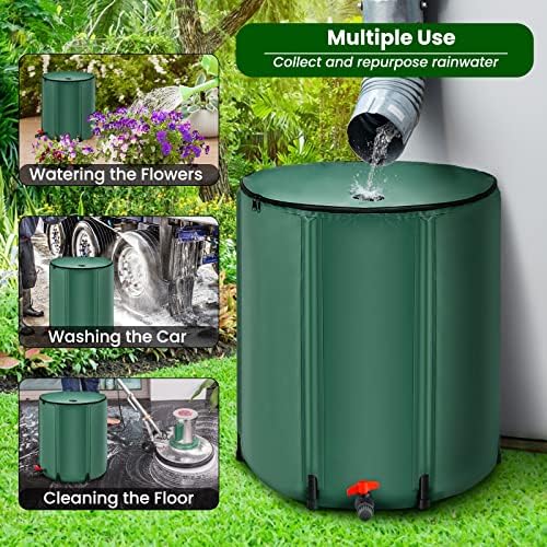 Goplus 53 Gallon Collapsible Rain Barrel, Portable Rain Barrels to Collect Rainwater from Gutter, Rainwater Collection System, Water Storage Tank Catcher Container with Filter Spigot - Image 2