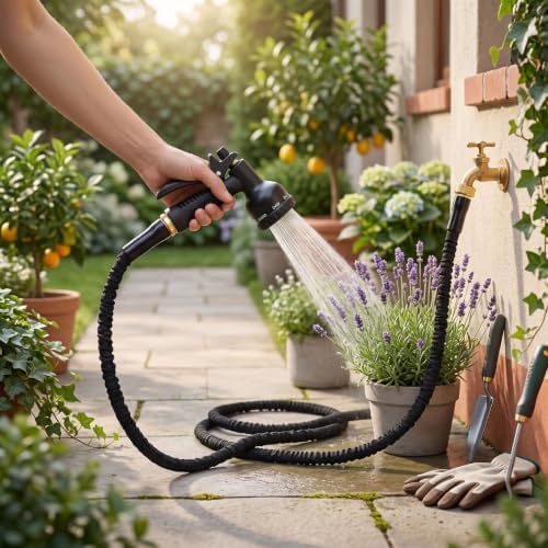 LICAEVEY 75ft Flexible Garden Hose with 10 Function Nozzle 3/4in - Image 2