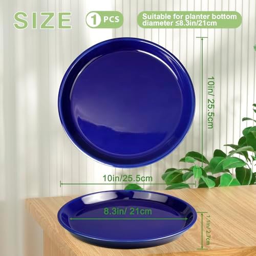 Plant Saucer for Outdoors - Ceramic Plant Saucer, 10 Inch Plant Trays for Indoors, Round Flower Pot Saucer, Large Plant Drainage Tray, Plant Plates to Catch Water Blue - Image 3