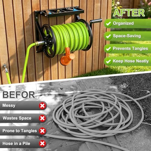 Wall Mounted Garden Hose Reel for Outside, Holds 130-feet of 5/8-Inch Hose - Image 6