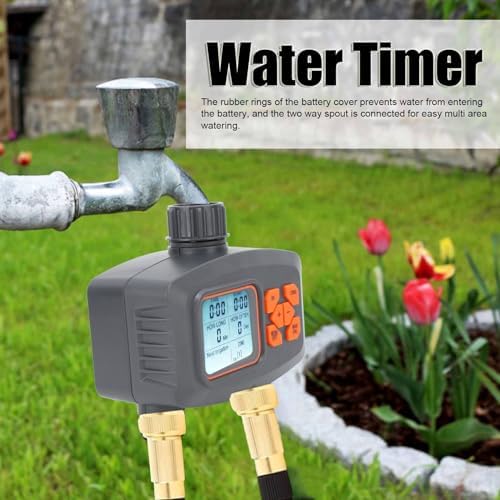 2 Outlet Hose Watering Timer with Rain Sensor, 2 Zone Sprinkler Timer, Automatic Irrigation Controller, Suitable for Lawn, Garden, Courtyard, Greenhouse - Image 4