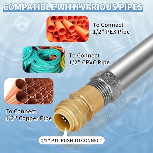 Boltigen 10inch Anti-Siphon Frost Free Sillcock, No Lead Brass Frost Proof Outdoor Water Faucet, 1/2" Push-to-Fit Connector X 3/4'' GHT Hose Bib Frost Free Outdoor - Image 6