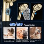 Cobbe 9 Spray Modes Handheld Shower Head, Water-Saving, Gold - Image 3