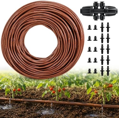 1/4 Drip Irrigation Tubing 250FT Brown Drip Line, 0.5GPH Emitters Every 6In by Unknown