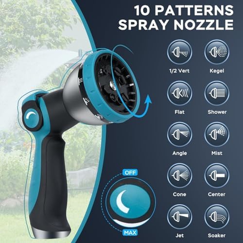 Garden Hose 25ft, Non-Expanding Water Hose Ultra Lightweight, Kink-Free, Sturdy, Flexible, Abrasion Resistant Hose with 10 Function Hose Nozzle for Outdoor,Yard, Lawn, Car Wash, Marine,Camper (25FT) - Image 5