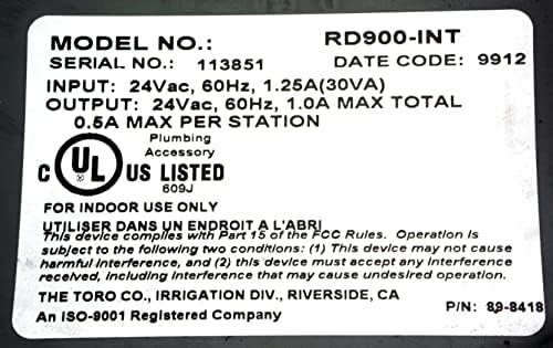 Irritrol Rain Dial RD900-INT-R 9 Station Indoor Irrigation Controller - Image 5