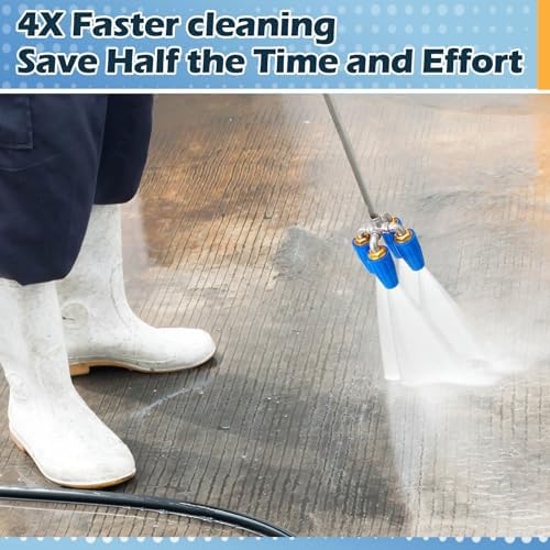 4-in-1 Turbo Nozzle Pressure Washer 4000 PSI 360° Rotating Turbo Nozzle with 1/4" Quick Connector 2.5 Orifice Quadruple Tips (Blue) - Image 6