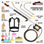 Pressure Washer Wand 24FT Telescoping with Pressure Washer Extension Wand, Gutter Cleaning Tools - Extension Pole, Brush Head, 7 Spray Nozzle Tips, Support Belt & Hose Adapters - Image 5