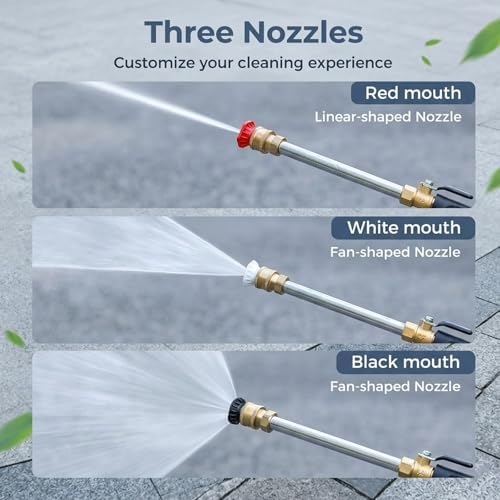 High Pressure Hose Nozzle for Garden, Heavy Duty Metal Jet Nozzle Power Washer Wand with 3 Spray Tips, Pressure Washer Hose Attachment for Car, Patio, Driveway Cleaning (Black+Grey) - Image 3