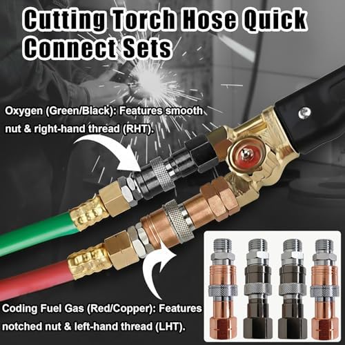 Oxy Acetylene Torch Hose Quick Connect Fittings B-Size 9/16"-18 4PCS - Image 4