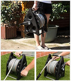 Professional Garden Hose Reel,Free Standing Or Wall Mounted 1/2" Hose 30Metre 65 Feet, Accessory Kit with Nozzle & 3/4" Inch Tap Fitting.Black-20m Hose Reel Set - Image 4