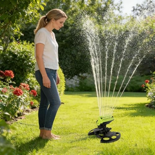 2026 Upgraded 16-Nozzle Oscillating Sprinkler, Adjustable Spray Pattern and Wide Coverage, Efficient Watering of Lawns, Yards, Gardens and Outdoor Plant Areas (Green) - Image 7