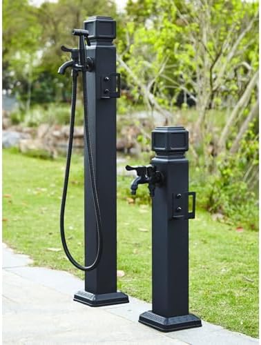 Freestanding Garden Water Column with Faucet,Outdoor Stainless Steel Frost Proof Square Water Column Garden Hose Holder,Yard Water Dispenser Hydrant Water Feature Fountain,for Garden Irrigation - Image 6