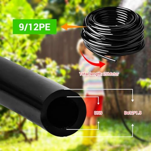 BORDSTRACT 3/8" PE Drip Irrigation Tubing, 9/12mm 65ft(20m) Distribution Hose for Garden Watering, Flexible Irrigation Line for Greenhouse Orchard Lawn Raised Bed - Image 2