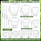 Self Watering Plant Pots, 4.3''/5.1''/6.6'', Transparent, 24 Pcs - Image 2