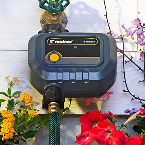Melnor 65182AMZ Bluetooth Hose Timer, 1-Zone Programmable Watering Timer, Quick Connect Bundle, Black, Yellow - Image 2