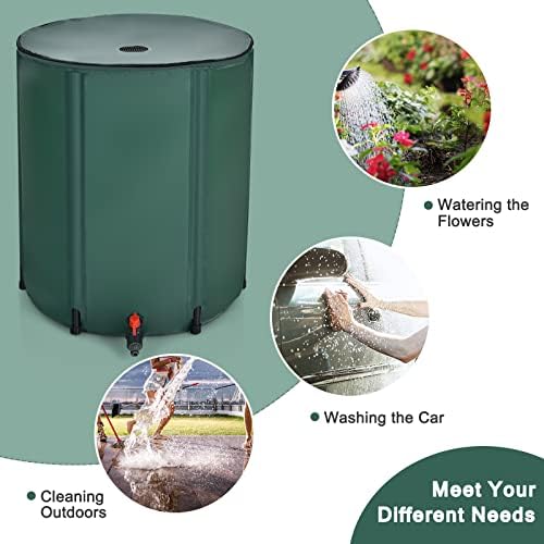 Happygrill 60 Gallon Collapsible Rain Barrel, PVC Rain Water Collection Barrel with Spigot Water Storage Container & Top Mesh, Portable Rain Barrels to Collect Rainwater from Gutter for Garden Lawn - Image 4