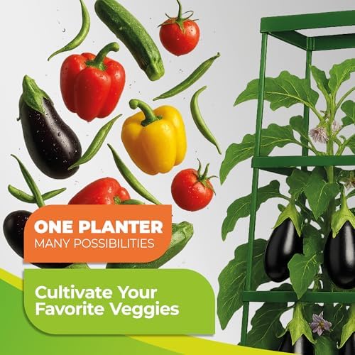 Bio Green 2 Pack Garden Tomato Planter MAXITOM, with Plant Support Trellis 59 inch and Self Watering, 4,2 Gal Planter Box for Climbing Vegetables Plants, Gray - Image 4
