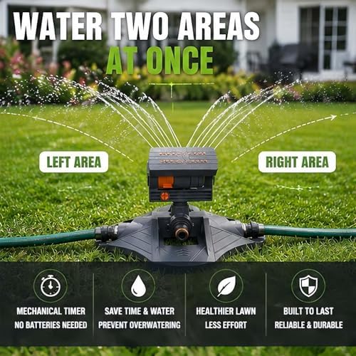 2026 Upgraded 16-Nozzle Oscillating Sprinkler, Auto Swing Adjustable Lawn Sprinkler, Turbo Mist System Wide Coverage for Garden & Yard (B) - Image 2