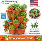 Vertical Garden Planter 4 Tier Stackable System 16 Plants, Space Saving Herb, Strawberry & Food Crop Planter with Center Support Hole for Indoor Outdoor Gardening (4, Terracotta, Small) - Image 3