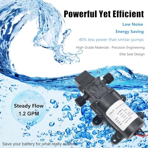 DC 12V Diaphragm Pump, Self-Priming Water Pump with Deluxe Hose Quick Connect Kit, 1.2 GMP, 87 PSI, Suitable for Garden Irrigation, RV, Camper, Shower, and Marine Boat - Image 4