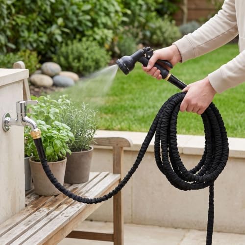 Asixxsix 75ft Garden Hose with 10 Function Nozzle, No Kinking - Image 3