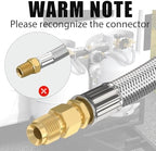 2 Packs RV Propane Pigtail Hoses, 24 Inch Stainless Steel Braided Camper Tank Hose with Gauge,Rv lp Gas Hoses Connector for Standard Two-Stage Regulator, 5-100lb,1/4" inverted male flare/POL Fitting - Image 6