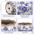 Geetery Ceramic Planter Pot 7.1 Inch Round Plant Pot,Chinoiserie,Blue,Small - Image 3