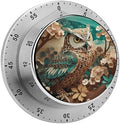 Mechanical Kitchen Timers for Cooking,Owl Printed 60 Minute Magnetic Countdown Timer,Cute Cooking Timers with Alarm,Stainless Steel Time Timer Manual No Batteries Required by Unknown