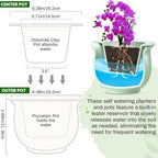 Suclain 2 Pack Ceramic African Violet Pots Self Watering Plant Pot Effortless Self Watering Plant Flower for Busy Lovers, Indoor(Green,6.5 Inch) - Image 2