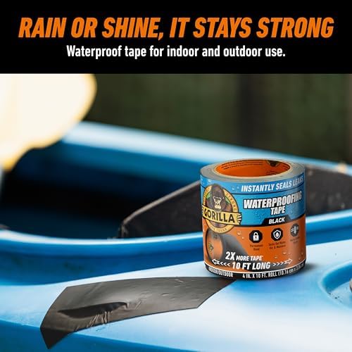 GORILLA Waterproof Patch & Seal Tape, Black Tape, 4" x 10' (Pack of 3) - Permanent Weather Resistant Seal for Leaks and Repairs - Image 5