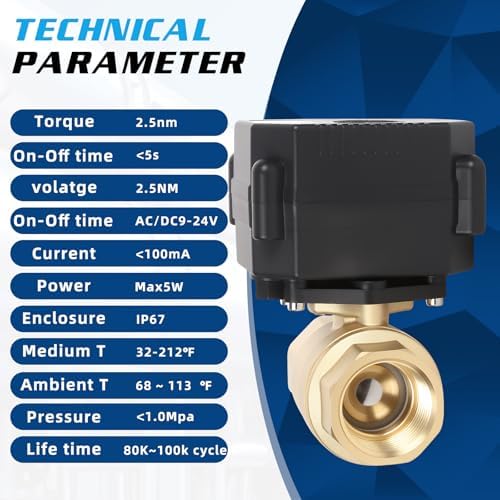 Motorized Ball Valve 30 Pack - 1" Brass Electric Ball Valve with Full Port, 9-24V AC/DC and 2 Wire Auto Return Setup - Image 5
