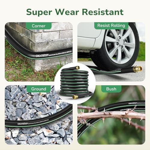 GreatBuddy 100 ft Garden Hose, Flexible Rubber Water Hose 5/8" - Image 6