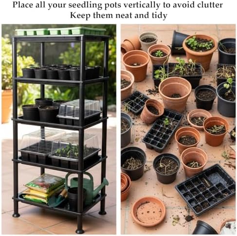 RooTrimmer 5-Tier Seed Starter Trays, Plant Stand, with Bottom-Watering Design– Reinforced Thickened Shelf for Small Pots, Balcony/Indoor Seed Starting & Greenhouse, Black - Image 5