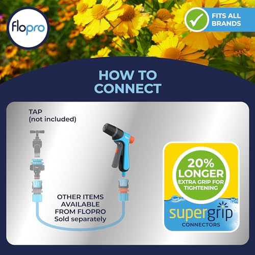 FLO-PRO - Jet Spray Gun: 3 x patterns jet, fill & cone. Hose gun includes trigger with lock & flow control. Garden hose spray gun attachment ideal for everyday use & cleaning. Fits all brands - Image 5