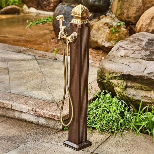 Freestanding Garden Hose Holder, Outdoor Faucet Vintage Column Style, Frost Free Hydrant for Car Washing and Watering(85cm/33.5in) - Image 2