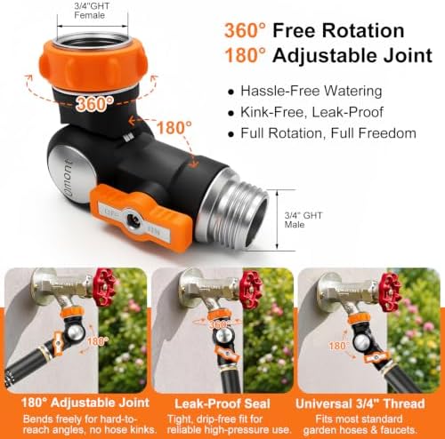 Metal Garden Hose 50FT with Swivel Connector, Heavy Duty 304 Stainless Steel Water Hoses with Nozzle, Flexible Garden Hose 50FT - Image 5