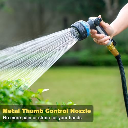 FANHAO Metal Thumb Control Water Hose Nozzle Heavy Duty, 10 Spray Patterns - Image 2