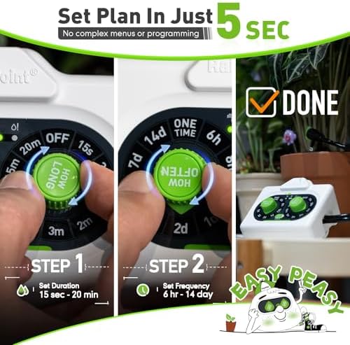 RAINPOINT Easy-Setup Automatic Plant Waterer Indoor for Pot Plant Adjustable Water Output,Battery Powered Outdoor IP54 Waterproof Drip Irrigation System Device Kit Beginner-Friendly Water 10-15 Plants - Image 2