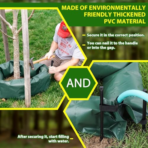 2 Pcs 15 Gallon Adjustable Diameter Tree Ring Watering Bag PE Slow Release Watering Bags Drip Irrigation Water Pouch Automatic Drip System for Thick Trees Newly Planted Tree Fruit Established Trees - Image 3