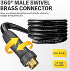 Heavy Duty Garden Hose 100ft, 5/8" Rubber Hose Durable 4 Layer Construction - Image 3